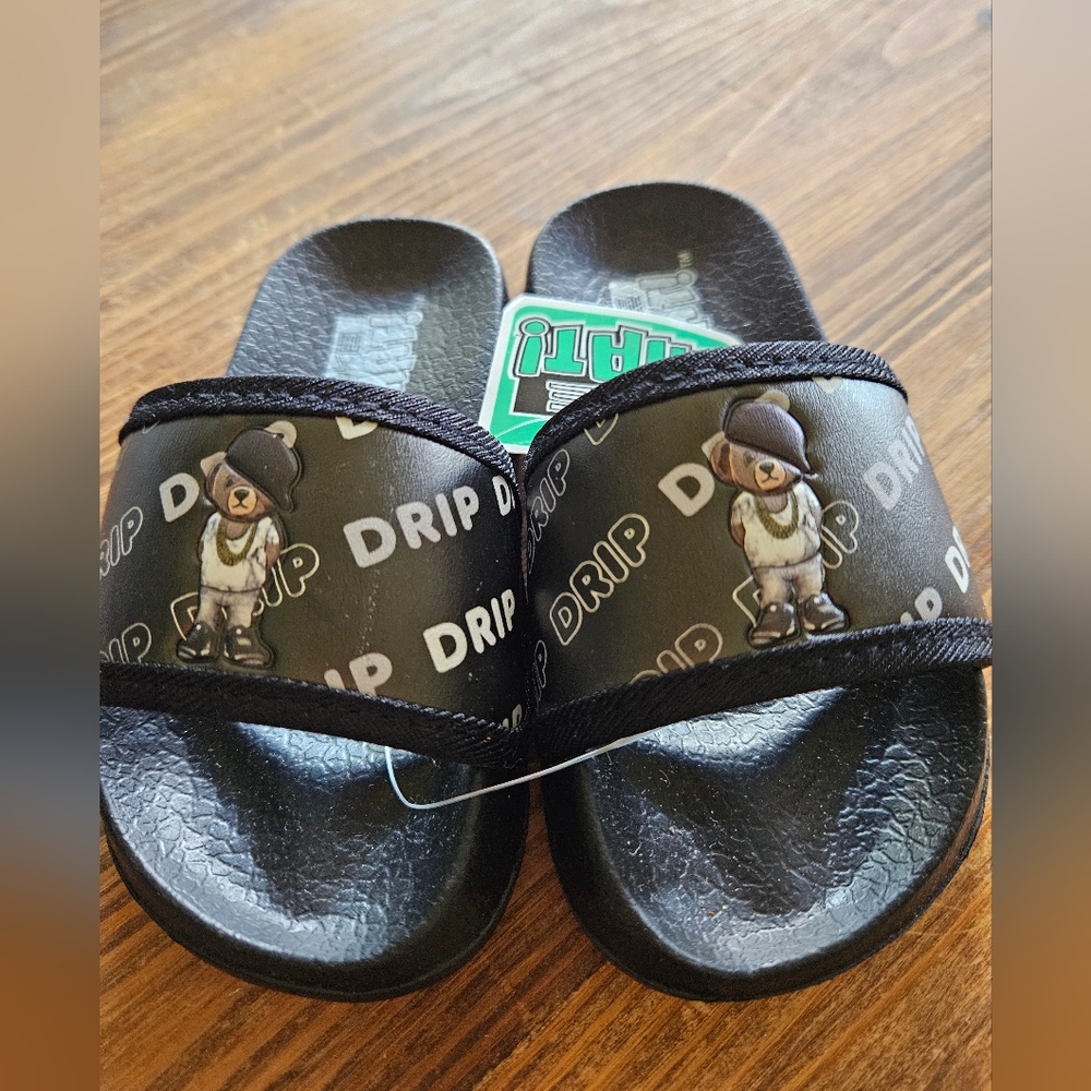 Kids Black Slide Sandals